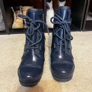 Sorel “Joan of Arctic” Navy Blue Waterproof Wedge Boots